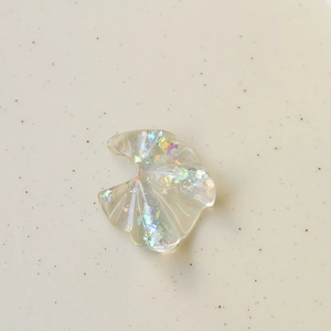Iridescent fan-shaped resin accessory with sparkling sequins for DIY earring and phone case