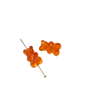 Perline a forma di orsetto in acrilico arancione traslucido per gioielli fai-da-te