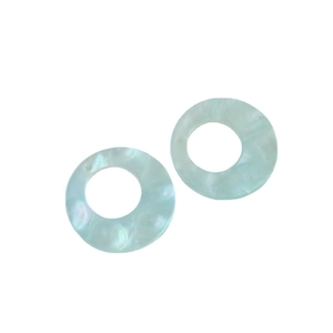 Pair of mint green iridescent resin hollow circular charms for DIY jewelry making