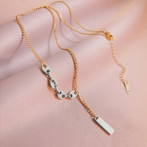 Minimalist Stainless Steel Coffee Bean Pig Nose Chain Necklace With Rectangle Pendant Two Tone Gold Silver Jewelry For Women