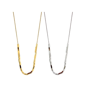 Minimalist geometric titanium steel necklace in gold and silver mirror polished finish
