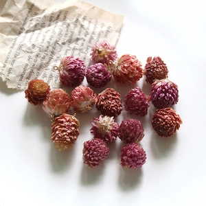 Handmade Natural Dried Flower Globe Amaranth Pendant With Alloy Loop For DIY Jewelry Earrings Necklace Accessories