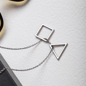 Minimalistische Edelstahl Geometrische Anhänger Halskette Für Herren Damen Hip Hop Quadrat Dreieck Lange Kette Schmuck Geschenk