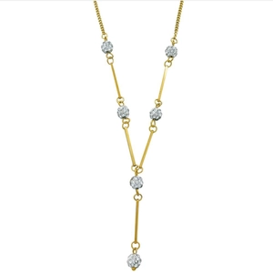 Elegant gold Y-shaped drop necklace with six sparkling rhinestone-encrusted spheres