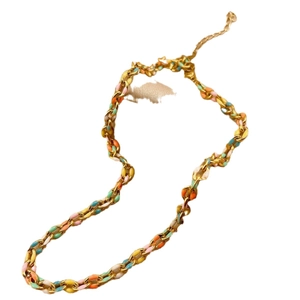 Bohemian colorful enamel marquise necklace in gold titanium steel with adjustable chain