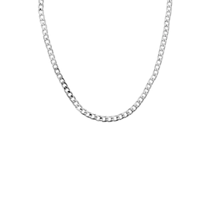 Collana classica da uomo a catena cubana piatta in acciaio inossidabile tonalità argento