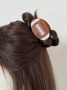 American Football Shape Hair Claw Brown Acrylic Shark Clip Niche Sporty Design Hair Accessories For Women Hair Styling