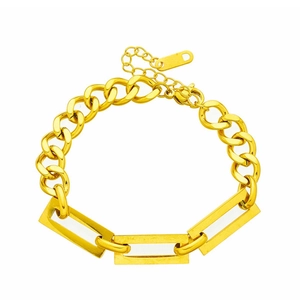 Gold chunky geometric chain necklace featuring square links and lobster clasp for women