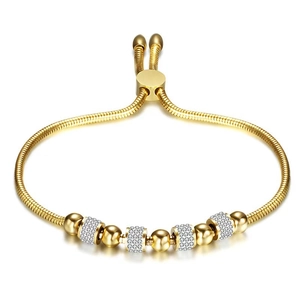 Pulsera de cadena de serpiente dorada con cuentas de cristal y cierre deslizante ajustable