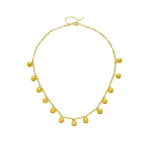 18K gold plated stainless steel necklace with twelve polished round bead pendants