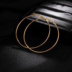Polished gold plated titanium steel hoop earrings for women in a classic round style