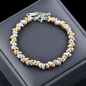 Bracciale a catena a nodi a tre colori in acciaio inossidabile oro, argento e rosa