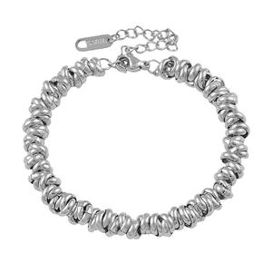Bracciale a catena a tre fili in acciaio inossidabile argento con chiusura a moschettone
