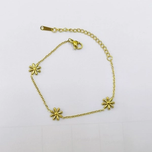 Elegantes vergoldetes Edelstahl-Gänseblümchen-Armband mit verstellbarer Kette