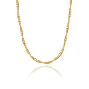 Elegante collar de doble capa bañado en oro de 18k con cadena de serpiente y cuentas