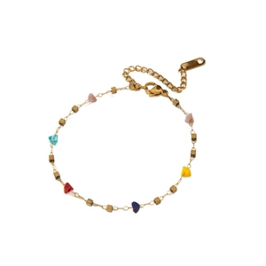 Bracelet tendance en acier inoxydable doré avec pierres colorées irrégulières et fermoir