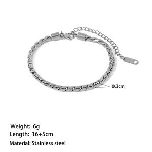 Polished silver stainless steel twist chain necklace with lobster clasp and extension