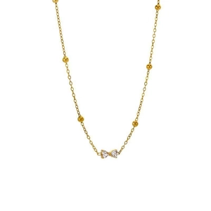 Tobillera minimalista de titanio dorado con cuentas y colgante de mariposa de cristal