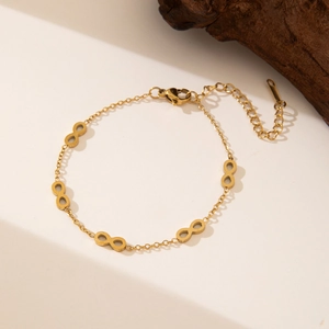Elegant gold-plated stainless steel infinity link bracelet with adjustable lobster clasp