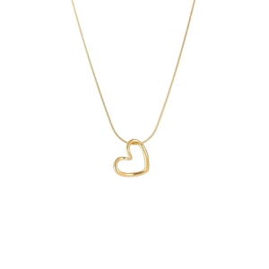 Minimalist golden heart pendant necklace with smooth snake chain for women fashion
