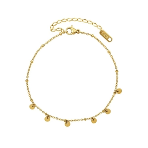 Bracelet de cheville minimaliste en titane plaqué or 18K avec petits disques ronds