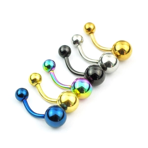 Lot de 6 piercings de nombril en acier inoxydable aux couleurs métalliques variées