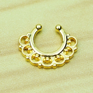 Vintage Alloy Hollow Lace U-shaped Non-Piercing Nose Ring Electroplated Faux Septum Piercing Jewelry Accessory For Women Men