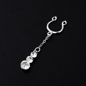 Sexy Alloy Rhinestone Non-Piercing Nipple Ring Clip With Long Tassel Gradient Crystal Pendant Body Jewelry For Women Party