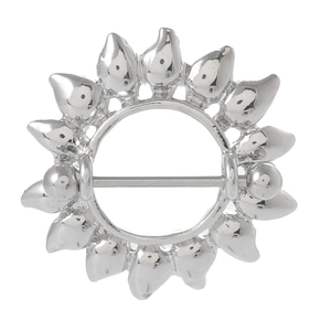 Bijou de piercing téton en acier inoxydable poli avec bouclier motif tournesol