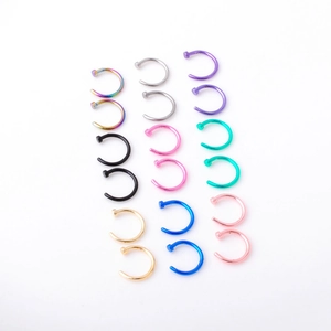 14-teiliges Set bunte C-förmige Nasenringe und Lippenringe aus Edelstahl für Piercing