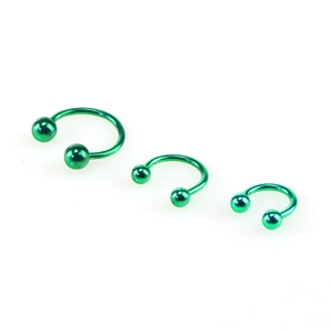 Set di tre barbell circolari in acciaio inossidabile verde brillante per vari piercing