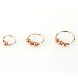 Ensemble de trois anneaux de nez en acier inoxydable or rose avec perles et fil métallique