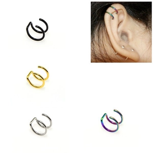 Stainless Steel Non-Pierced U-Shaped Ear Bone Clip Nose Lip Ring Trendy Unisex Electroplated Metallic Body Jewelry