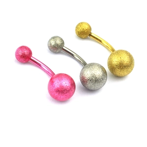 Set de 3 piercings para ombligo de acero inoxidable esmerilado en rosa, plata y oro