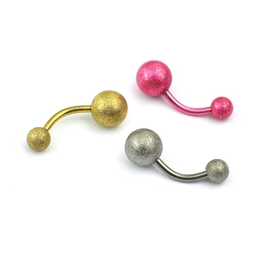 Set de tres piercings para el ombligo de acero inoxidable con acabado esmerilado