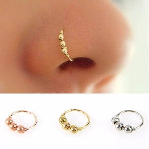 Stainless Steel Nose Ring Hoop Round Bead Body Piercing Jewelry Gold Silver Rose Gold Ear Cartilage Stud Rings For Women Men