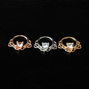 Set van drie boho neusringen met zirkonia in goud, zilver en roségoudkleurige afwerking