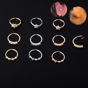 Κοσμήματα Piercing από Χαλκό με Ζιρκόνια Σχήμα Λουλούδι Αστέρι Σκουλαρίκι Μύτης Καρφωτό Σκουλαρίκι Χόνδρου Ένθετο Ζιρκόνια