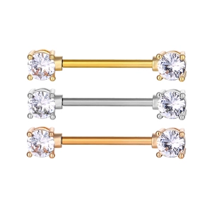 Stainless Steel Zirconia Nipple Ring Barbell Piercing Body Jewelry For Women Men Gold Silver Rose Gold Nipple Piercing