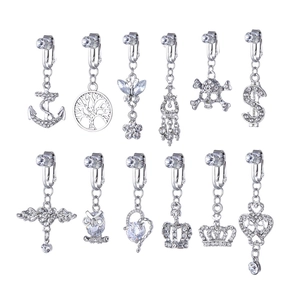 Nicht Durchbohrter Gefälschter Bauchnabelring Clip On Navelschmuck Legierung Strass Herz Schmetterling Anker Anhänger Körperschmuck