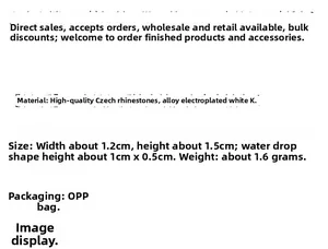 Detailed product specs of drop zircon pendant with size, weight and material info