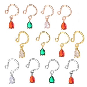Non-Pierced Nipple Ring U-Shaped Clip On Body Jewelry With Water Drop Zircon Pendant Copper Alloy Jewelry For Women