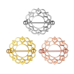 Holle Mandala Bloem Tepelringen Roestvrij Staal Legering Piercing Sieraden Voor Vrouwen Mode Lichaamsaccessoire