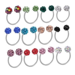 Stainless Steel Horseshoe Shamballa Rhinestone Drill Ball Nose Ring Earring Body Piercing Jewelry For Women Fashion