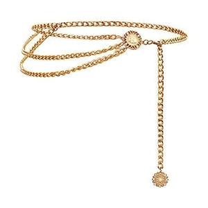 Chaîne de taille dorée à trois couches avec pendentifs tournesols et médailles