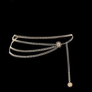 Chaîne de Taille Multirang en Alliage d'Aluminium Tournesol Bohème pour Femme Style Ethnique Vintage Plaque Ronde Chaîne de Corps Ceinture Bijoux Mode