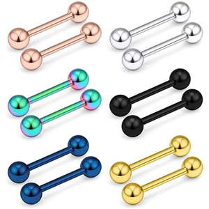 Piercing de Langue et de Lèvre en Acier Inoxydable 316L Haltère 14G 16G Bijoux de Piercing pour Hommes Femmes Décoration Quotidienne