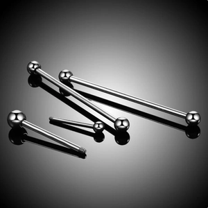G23 titanium industrial barbell piercing studs in three lengths with threaded design