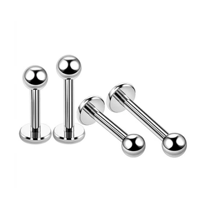 G23 titanium labret studs with round ball and flat back for lip and ear piercings