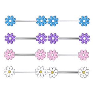 316L Stainless Steel Daisy Flower Nipple Ring Drip Oil Body Piercing Jewelry For Women Barbell Nipple Stud Fashion Accessory